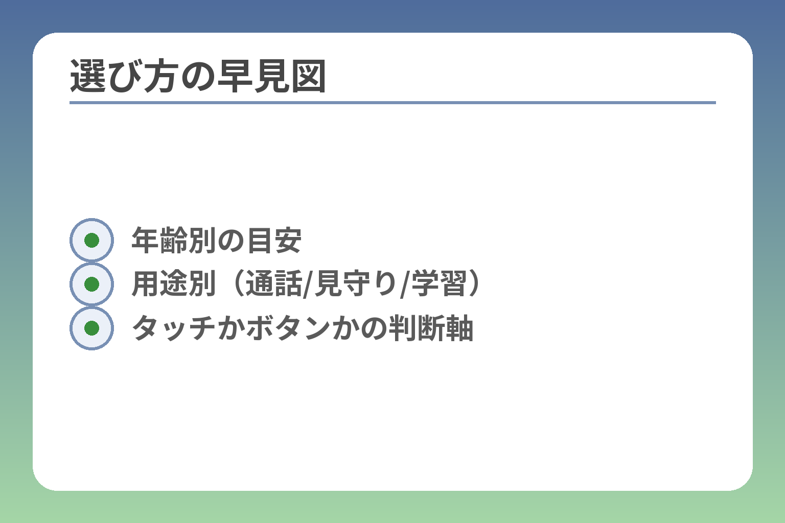 選び方の早見図