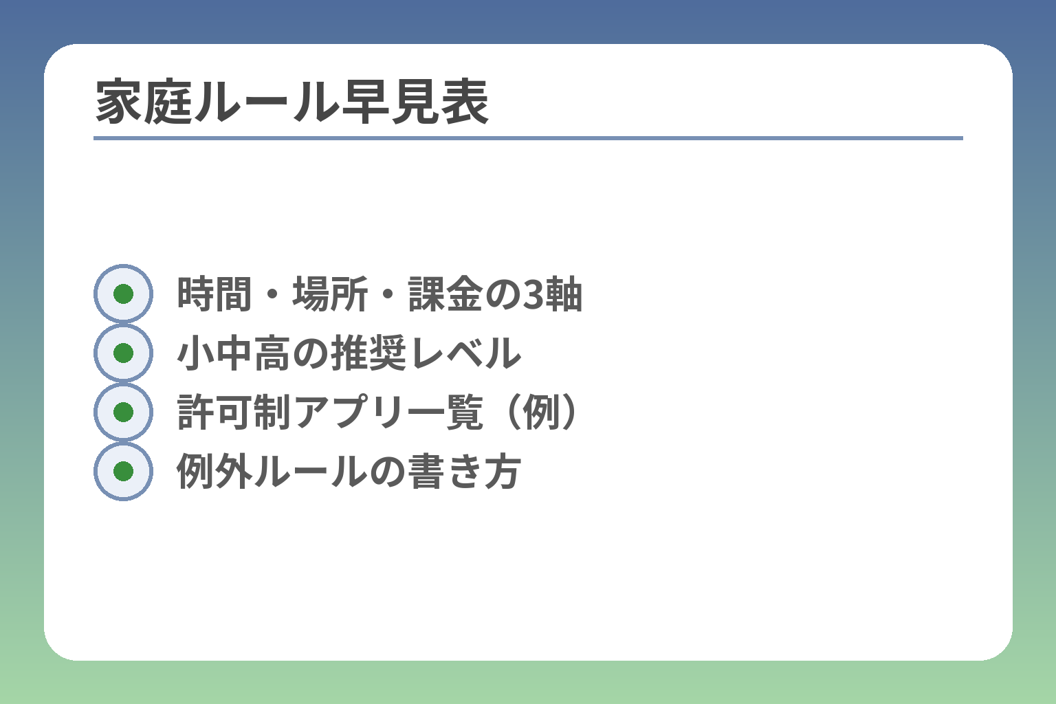 家庭ルール早見表