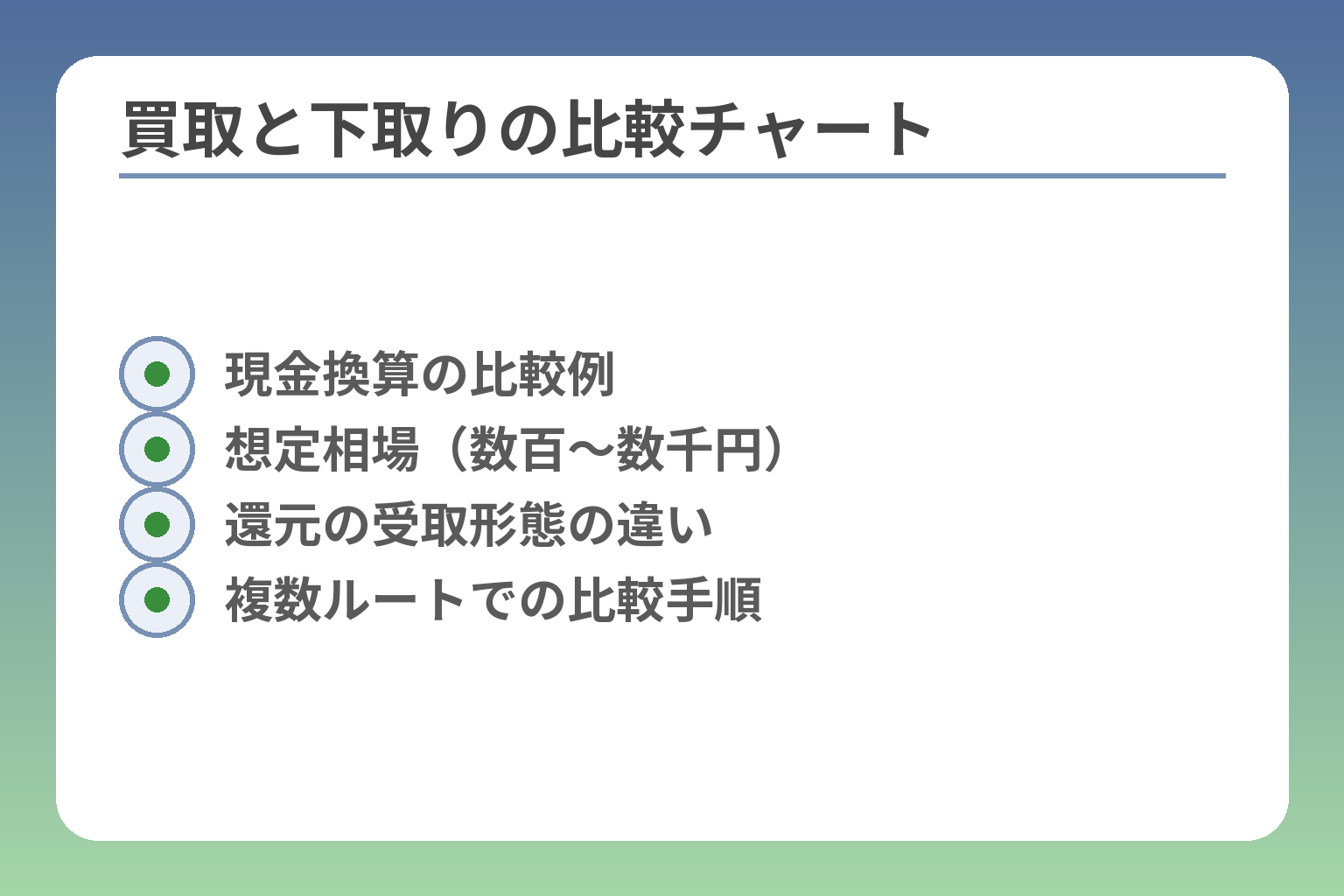 買取と下取りの比較チャート