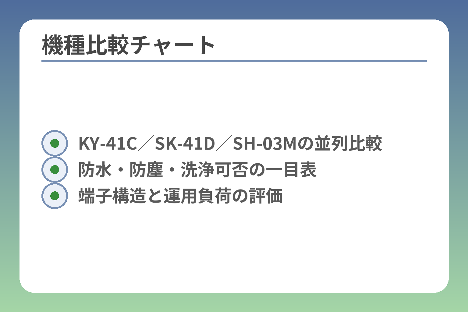 機種比較チャート