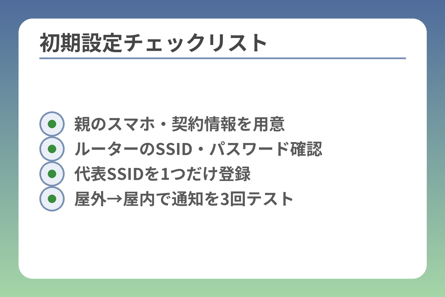 初期設定チェックリスト