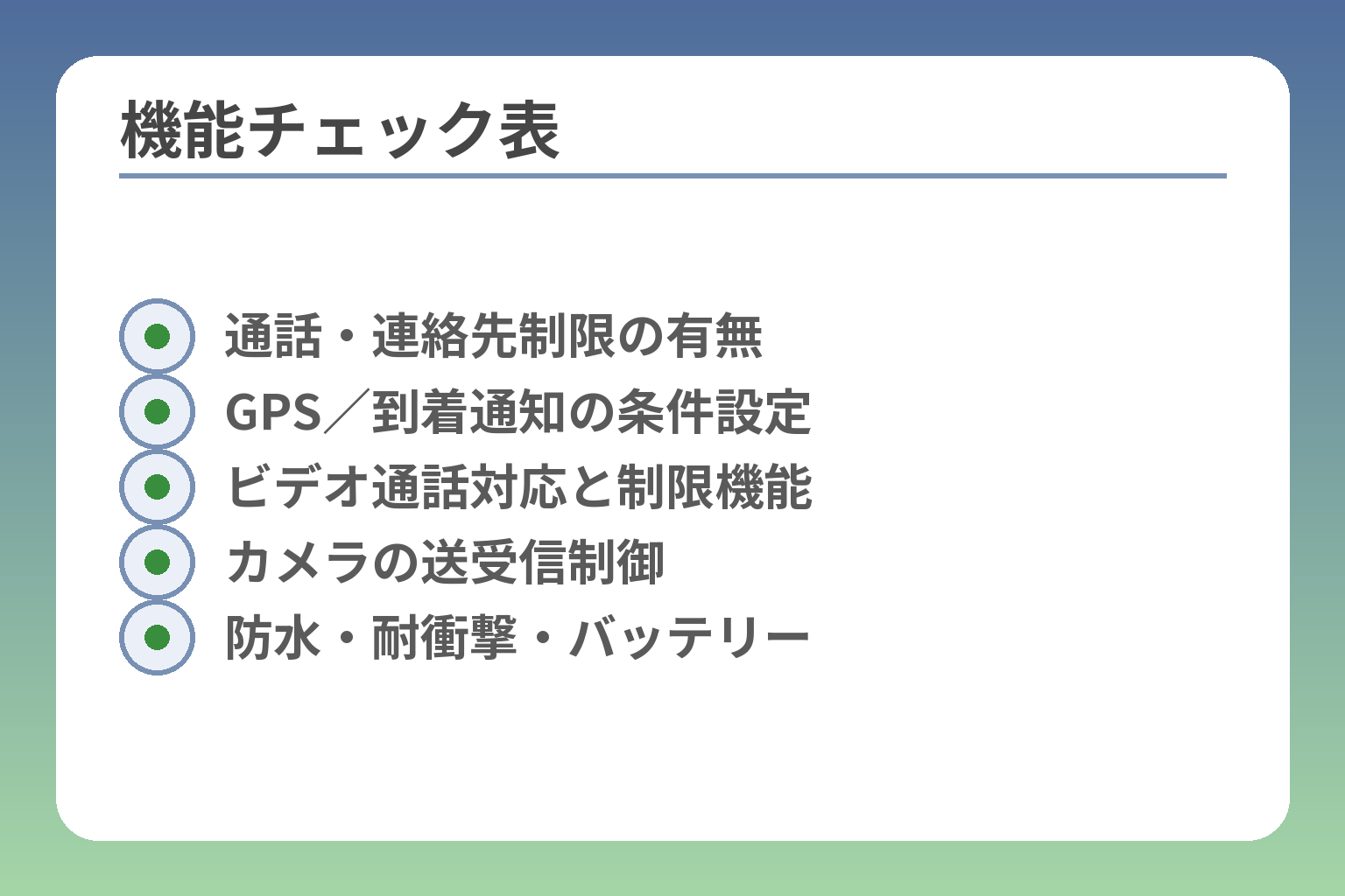機能チェック表