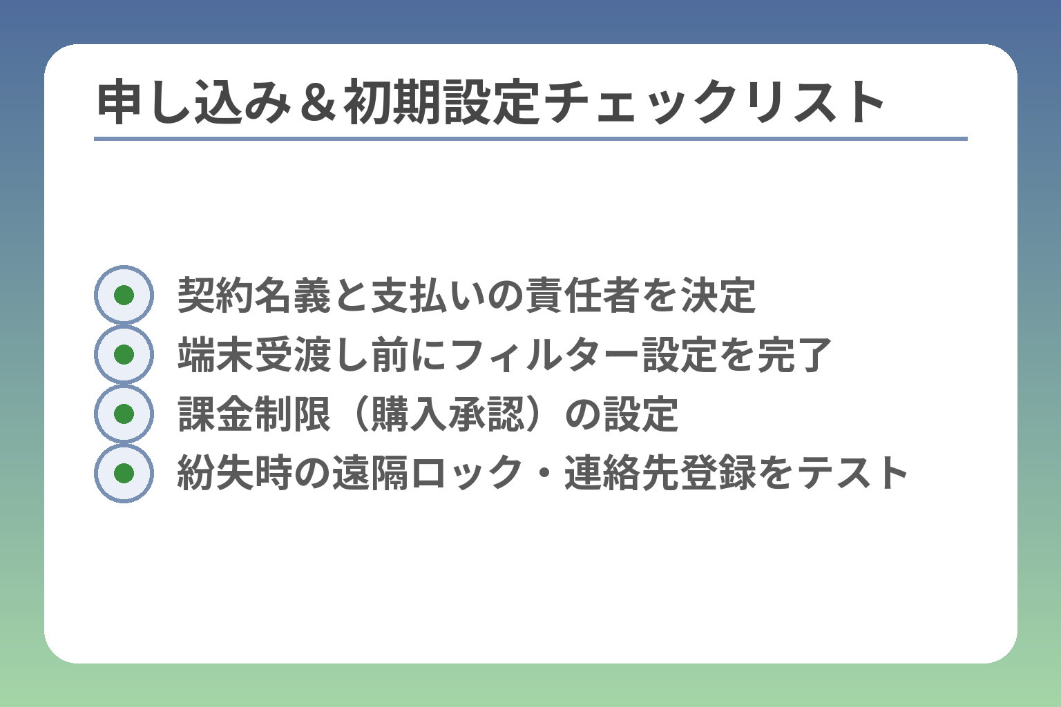 申し込み＆初期設定チェックリスト