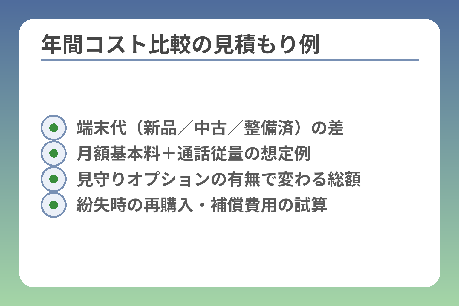 年間コスト比較の見積もり例