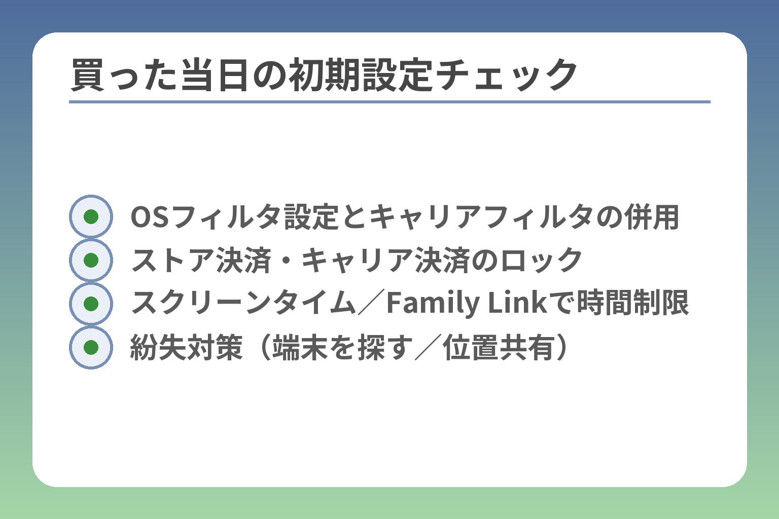 買った当日の初期設定チェック