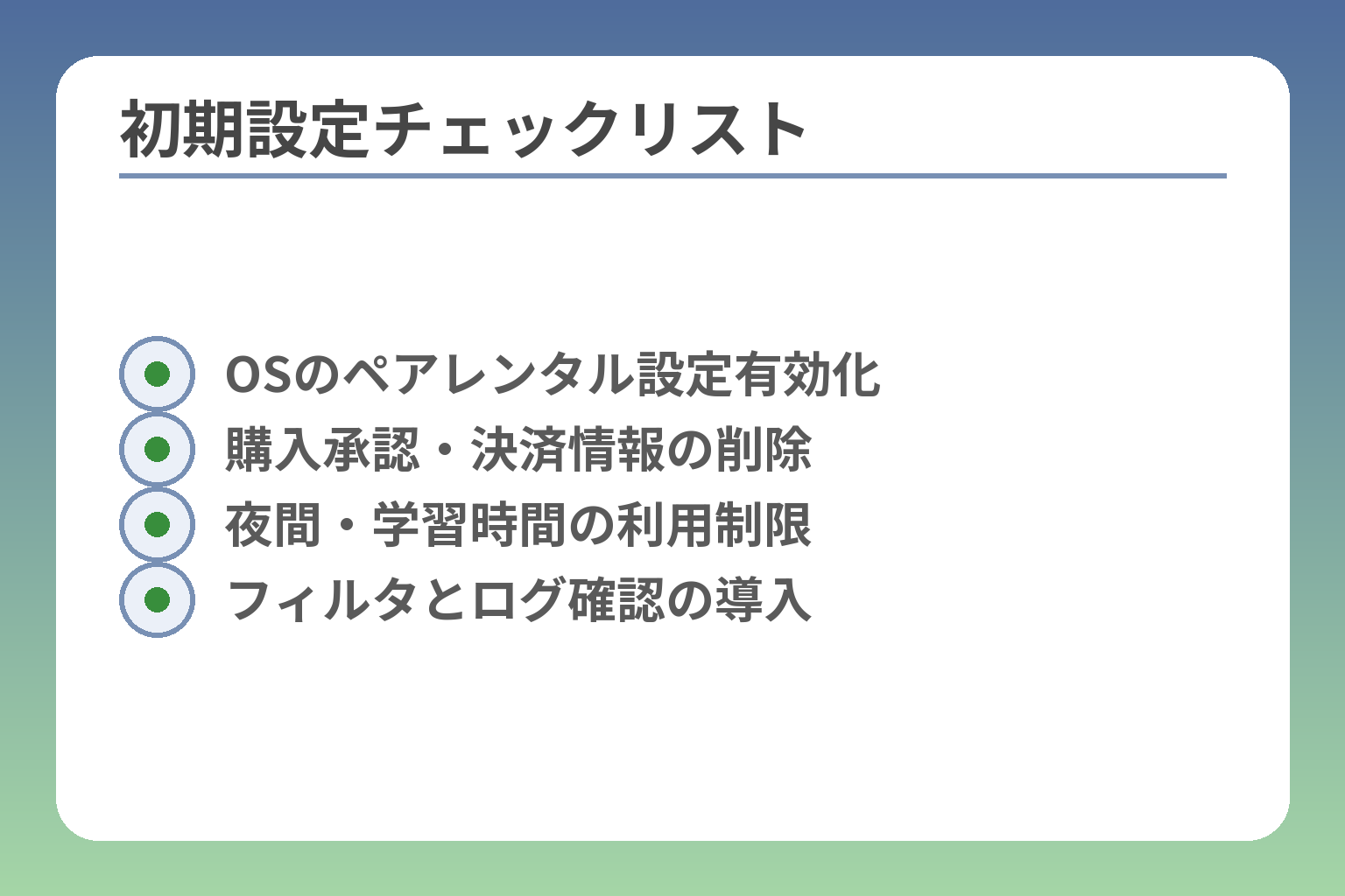 初期設定チェックリスト