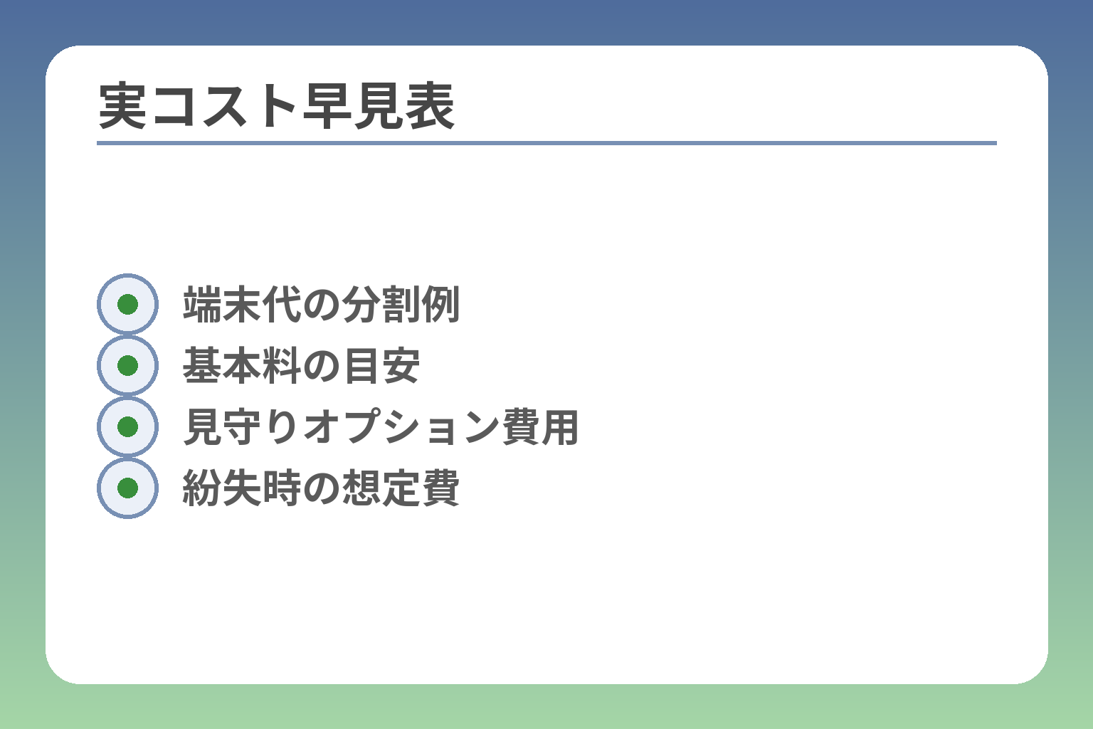 実コスト早見表