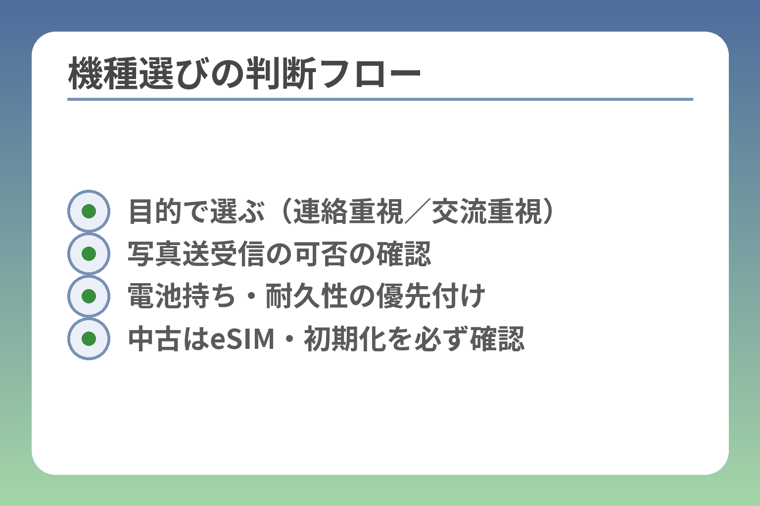 機種選びの判断フロー