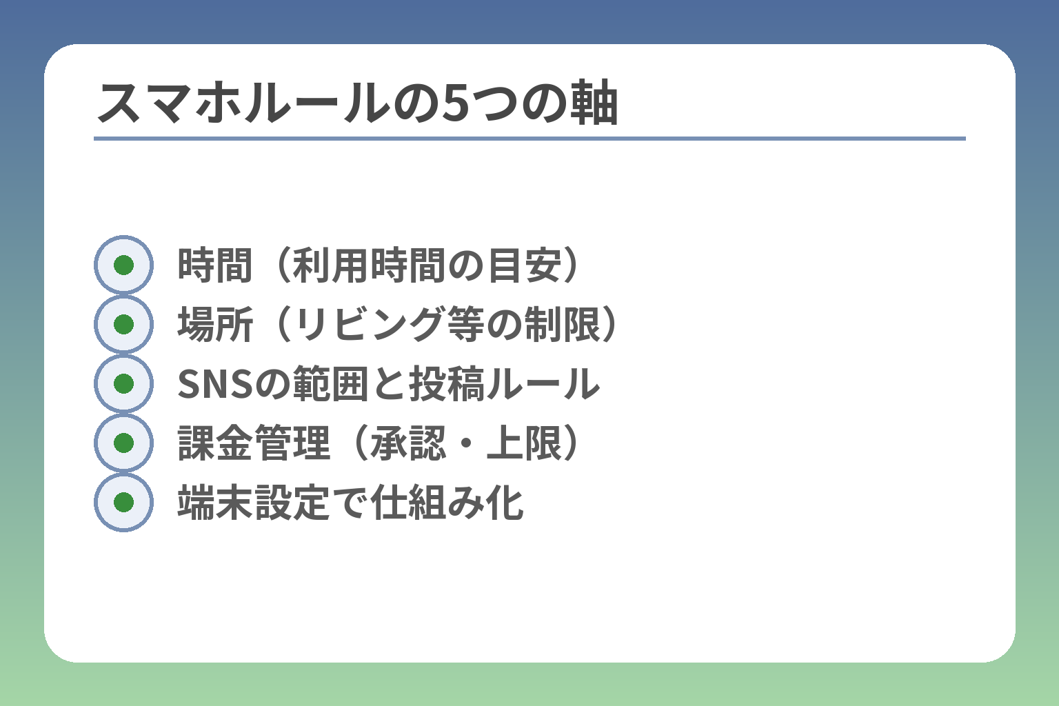 スマホルールの5つの軸