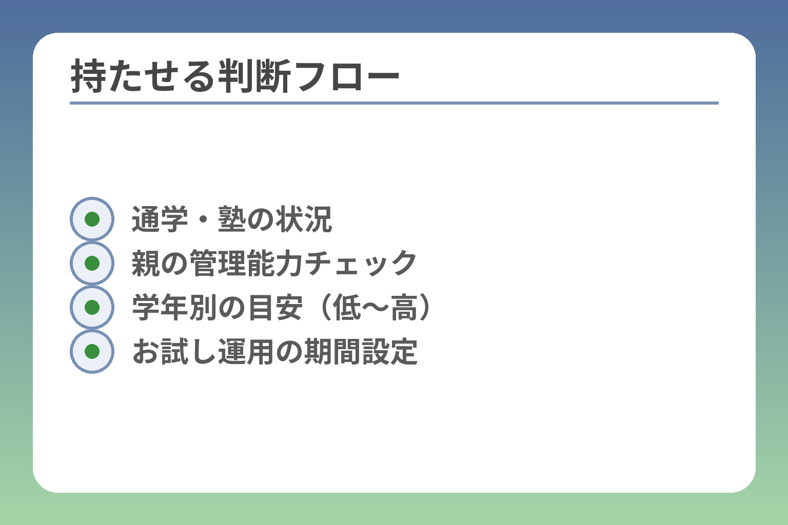 持たせる判断フロー