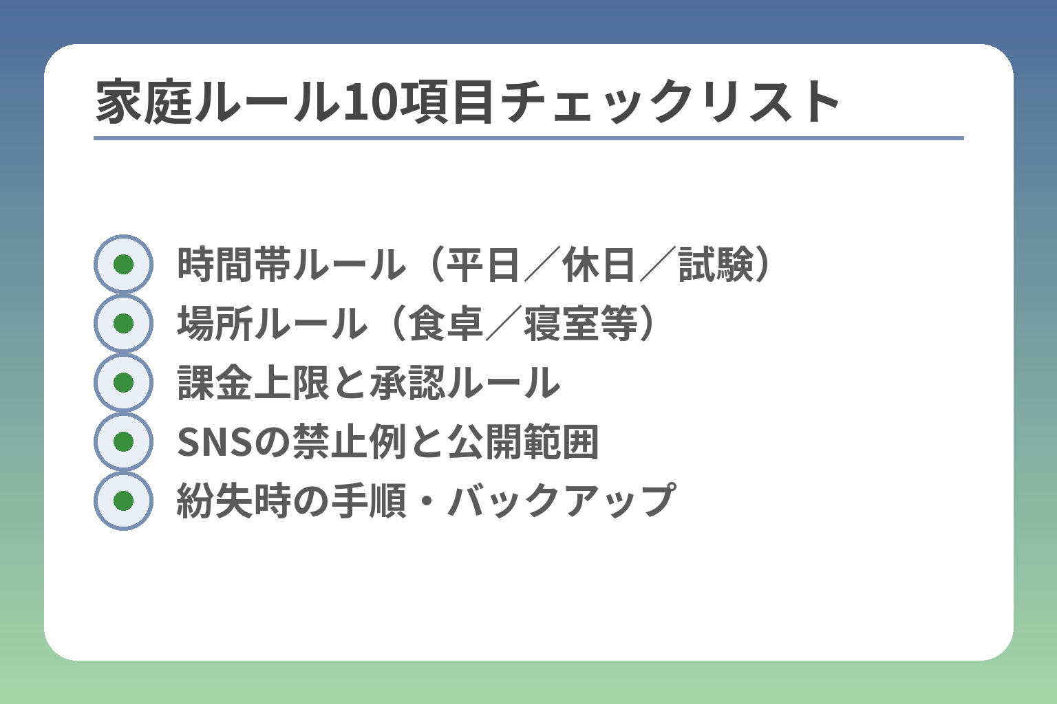 家庭ルール10項目チェックリスト