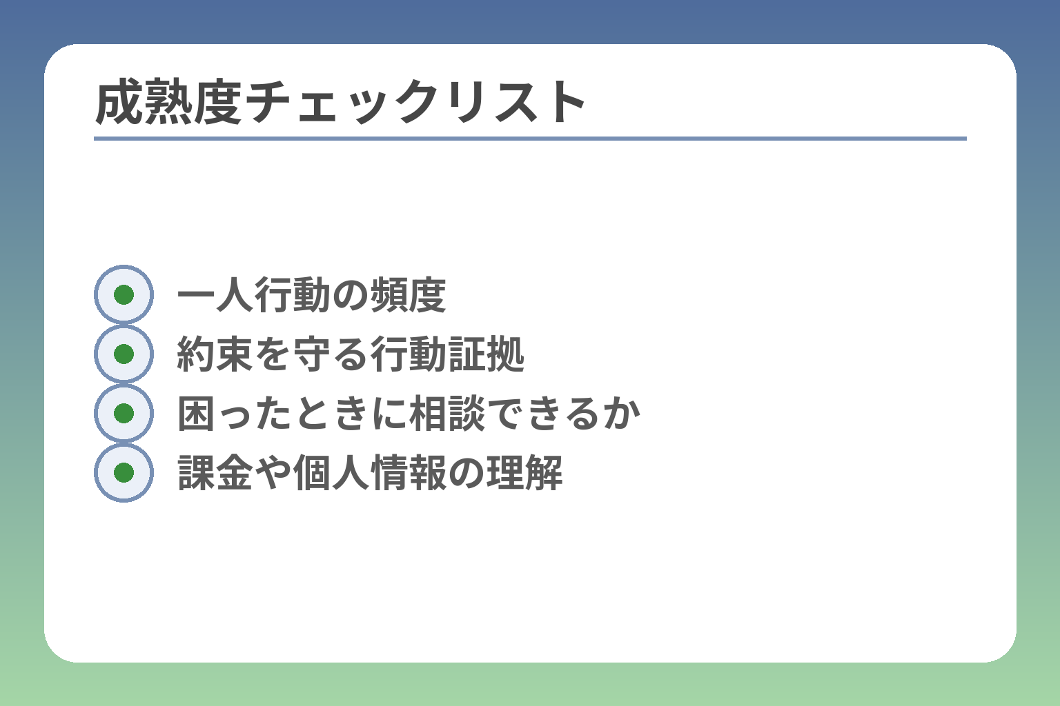 成熟度チェックリスト