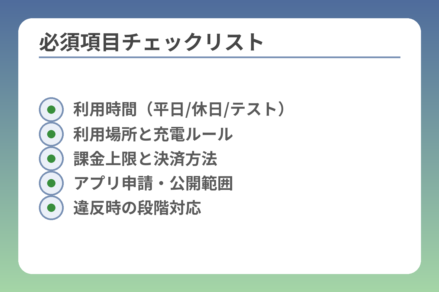 必須項目チェックリスト