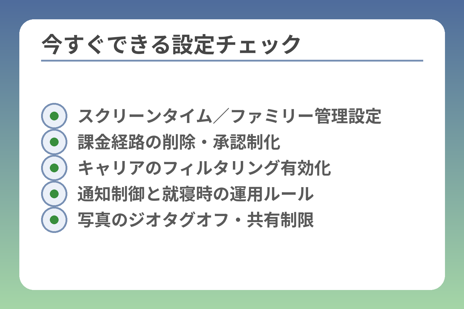 今すぐできる設定チェック