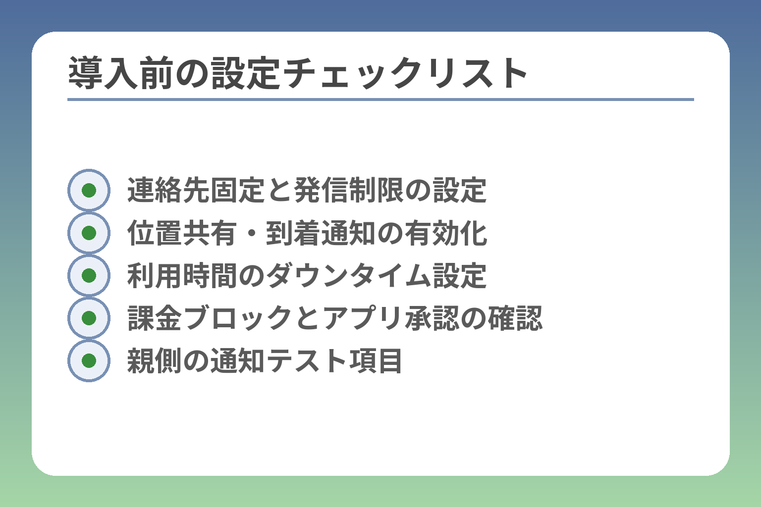 導入前の設定チェックリスト