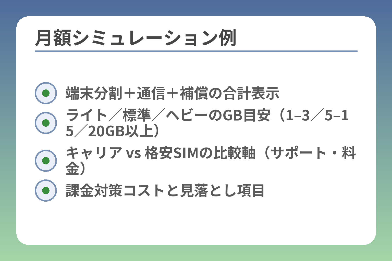 月額シミュレーション例