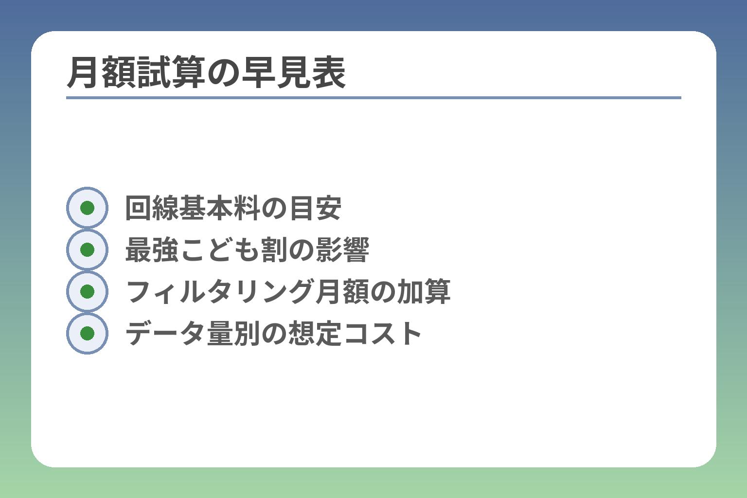 月額試算の早見表