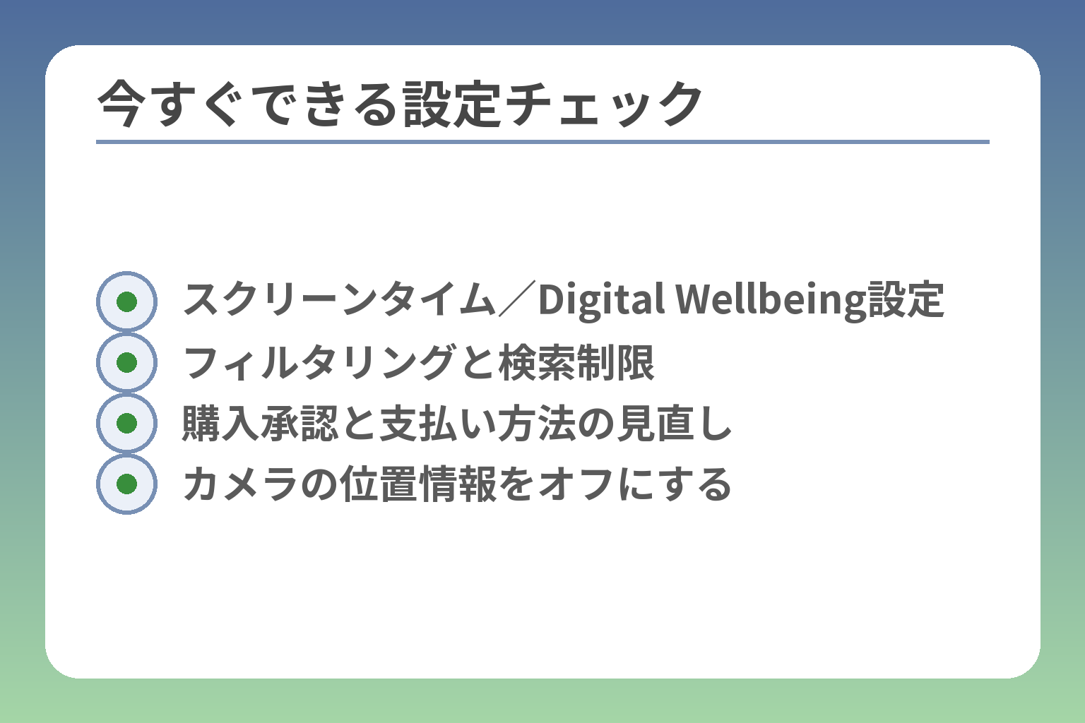 今すぐできる設定チェック