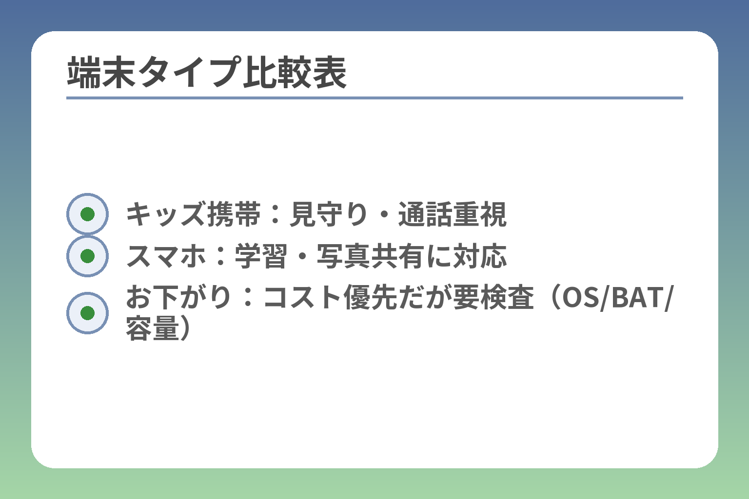 端末タイプ比較表