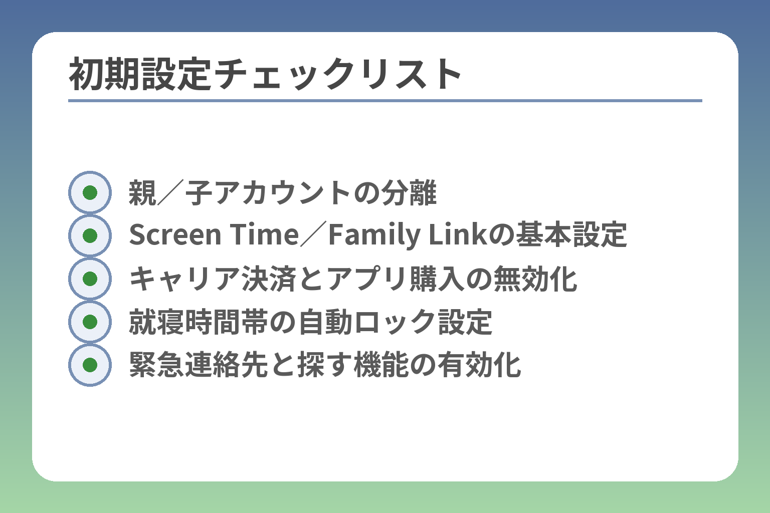 初期設定チェックリスト