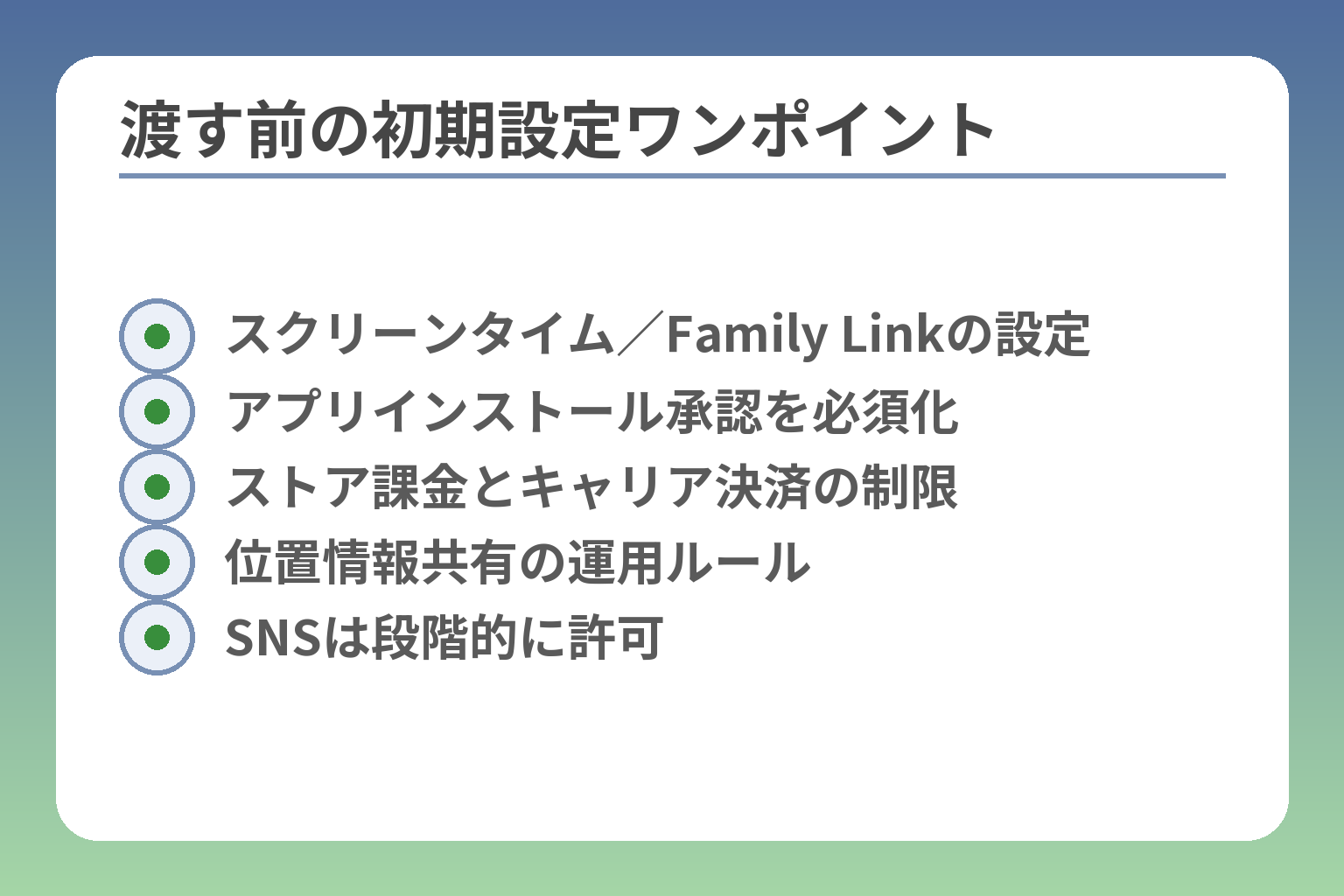 渡す前の初期設定ワンポイント