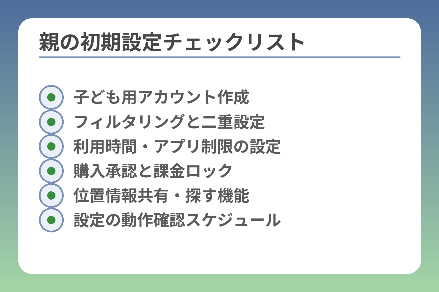 親の初期設定チェックリスト