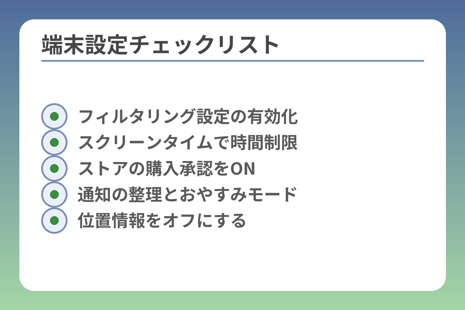 端末設定チェックリスト