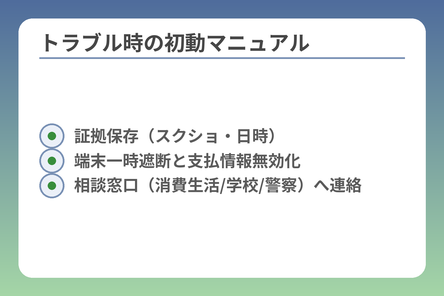 トラブル時の初動マニュアル