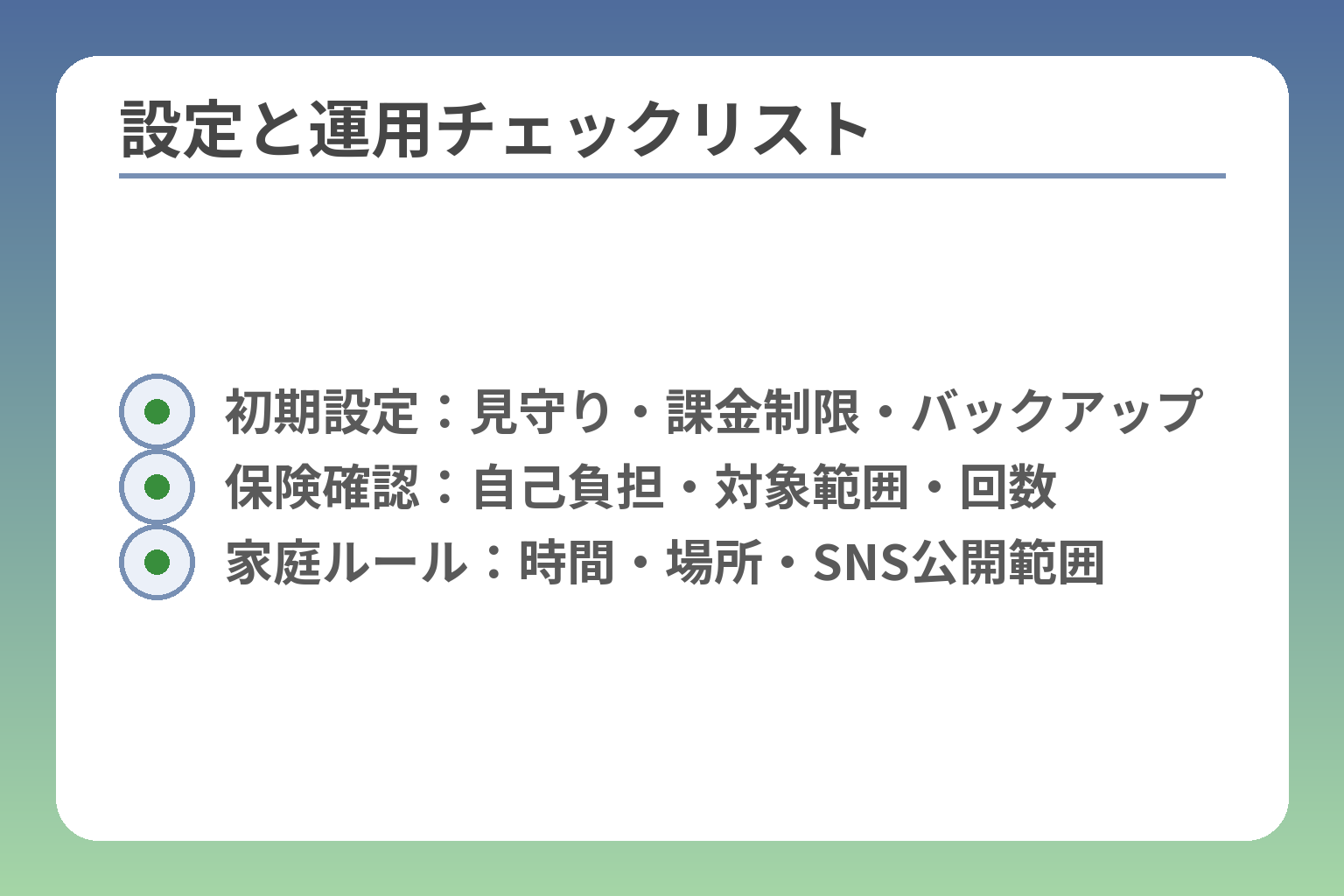 設定と運用チェックリスト