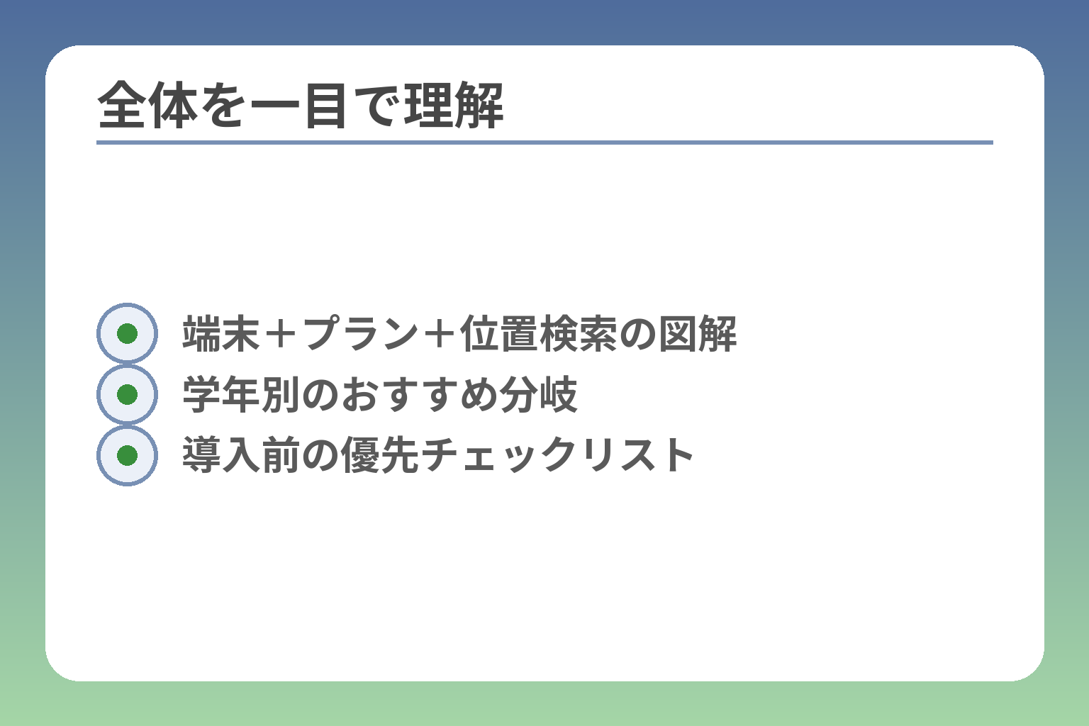 全体を一目で理解