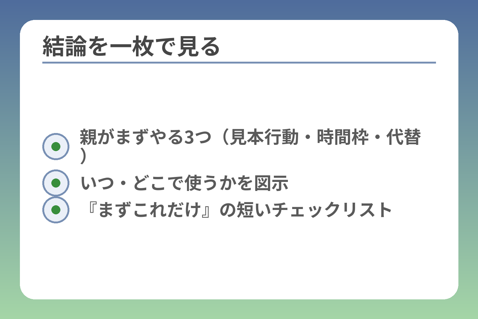 結論を一枚で見る
