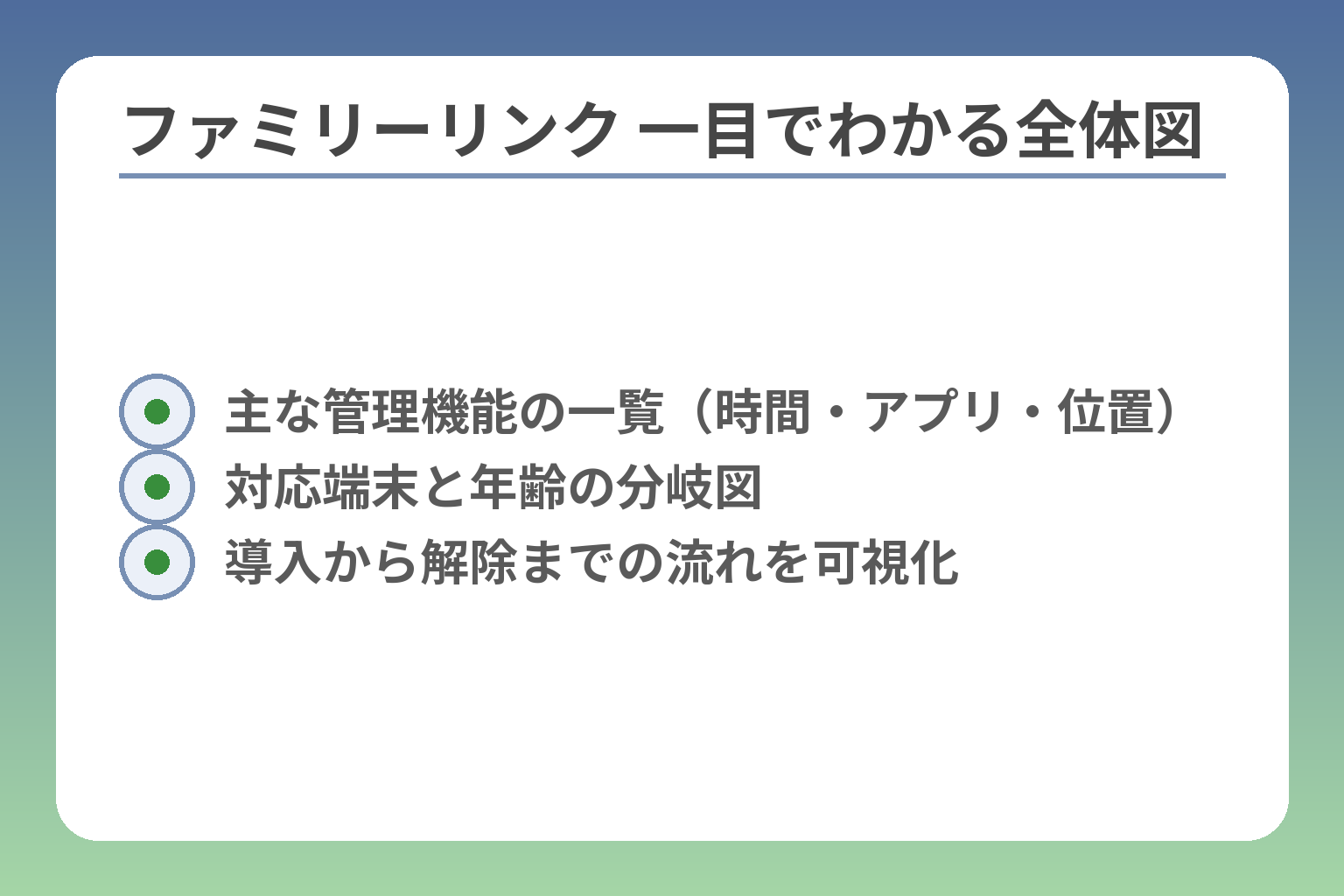 ファミリーリンク 一目でわかる全体図