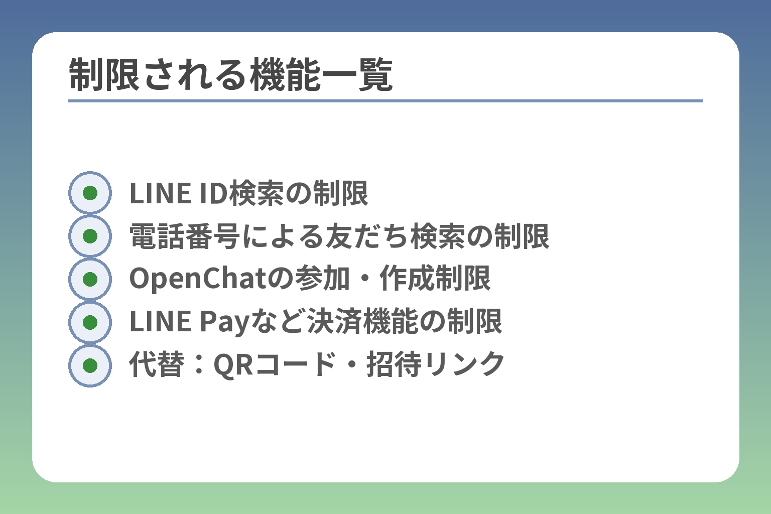 制限される機能一覧