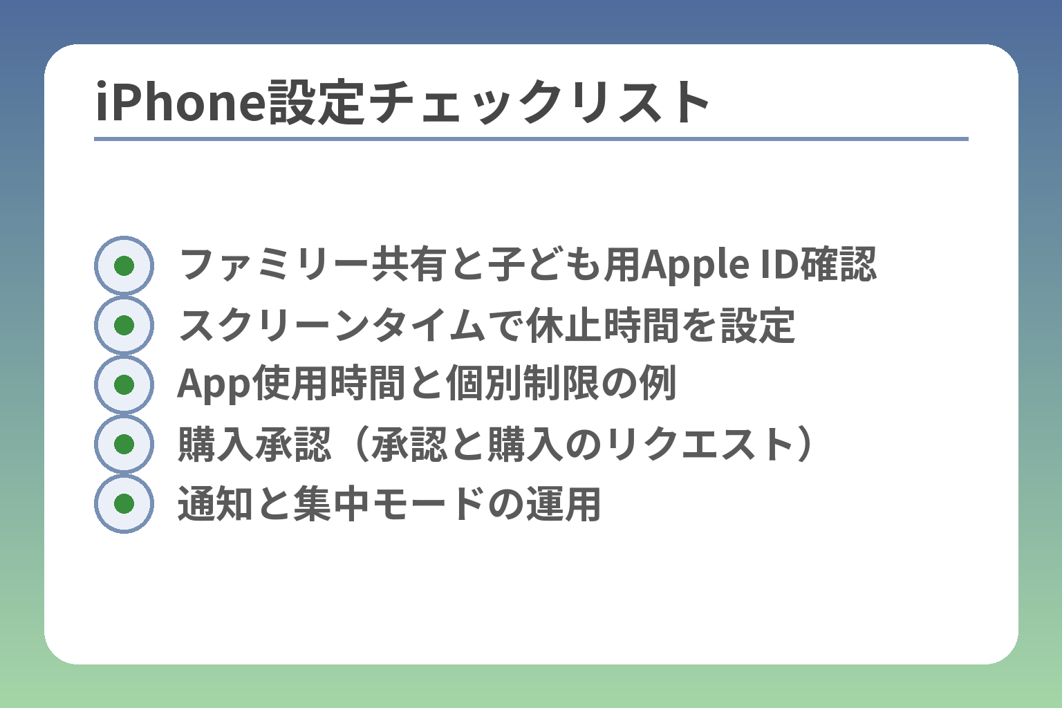 iPhone設定チェックリスト