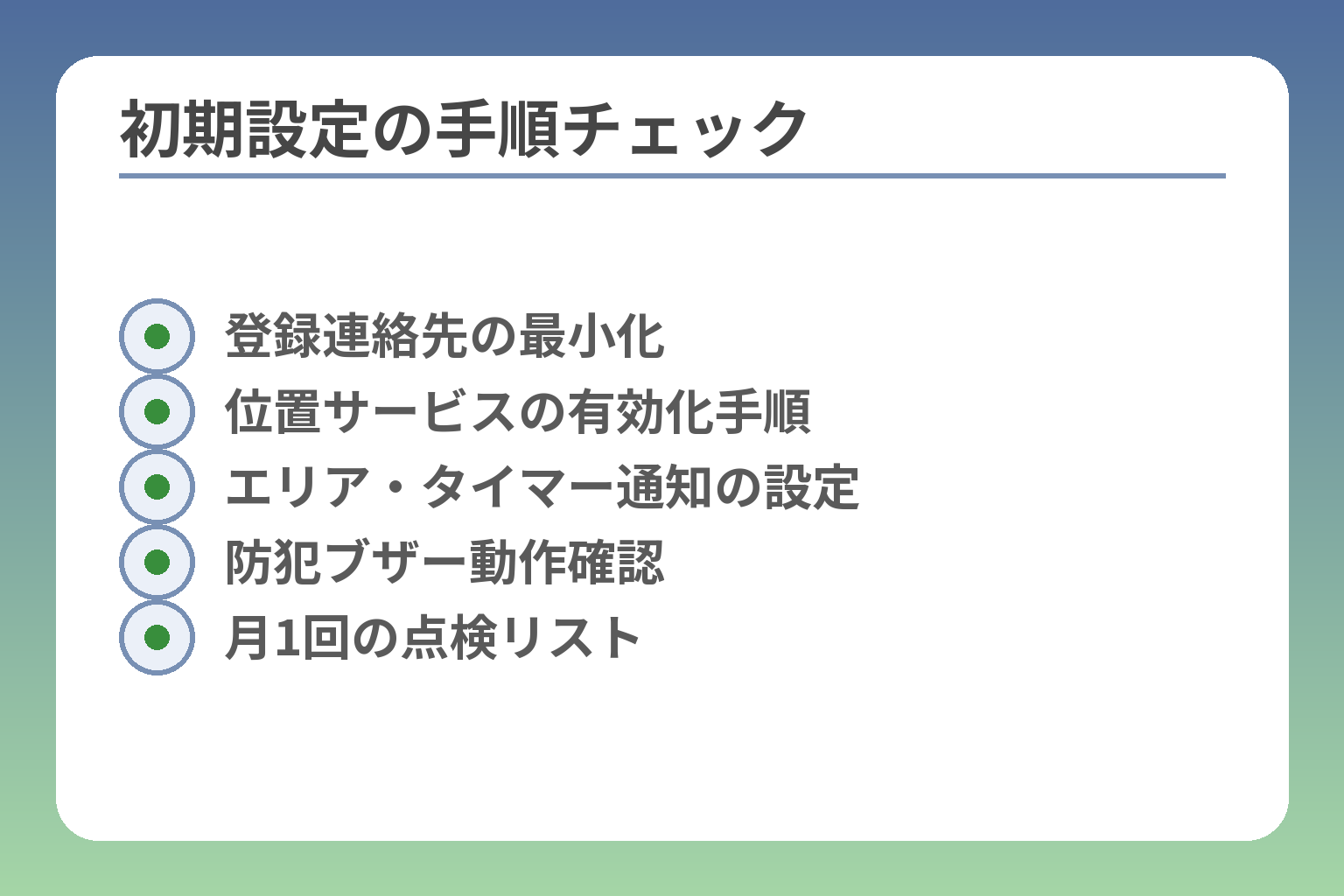 初期設定の手順チェック
