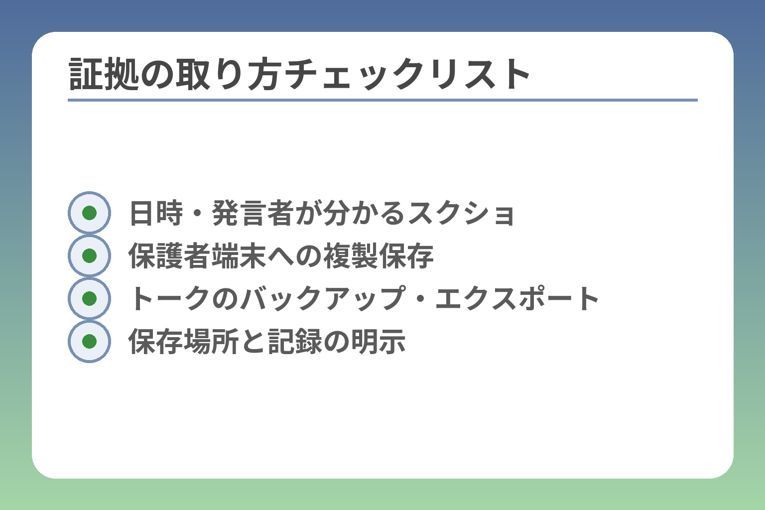 証拠の取り方チェックリスト