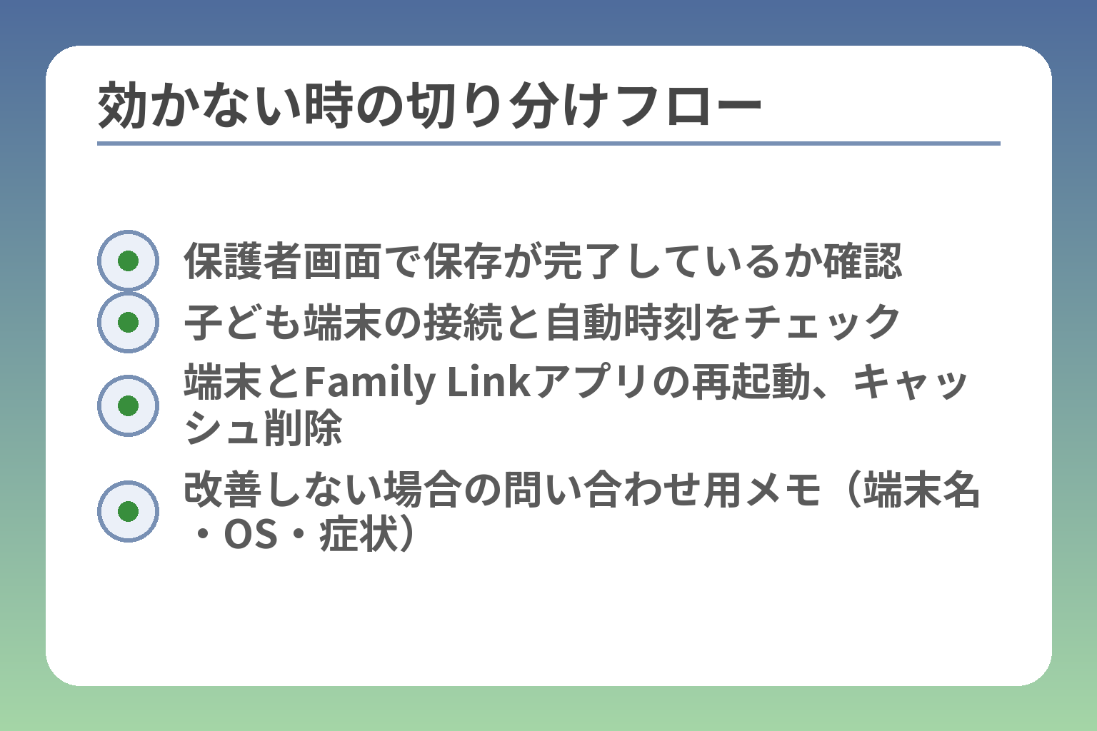 効かない時の切り分けフロー