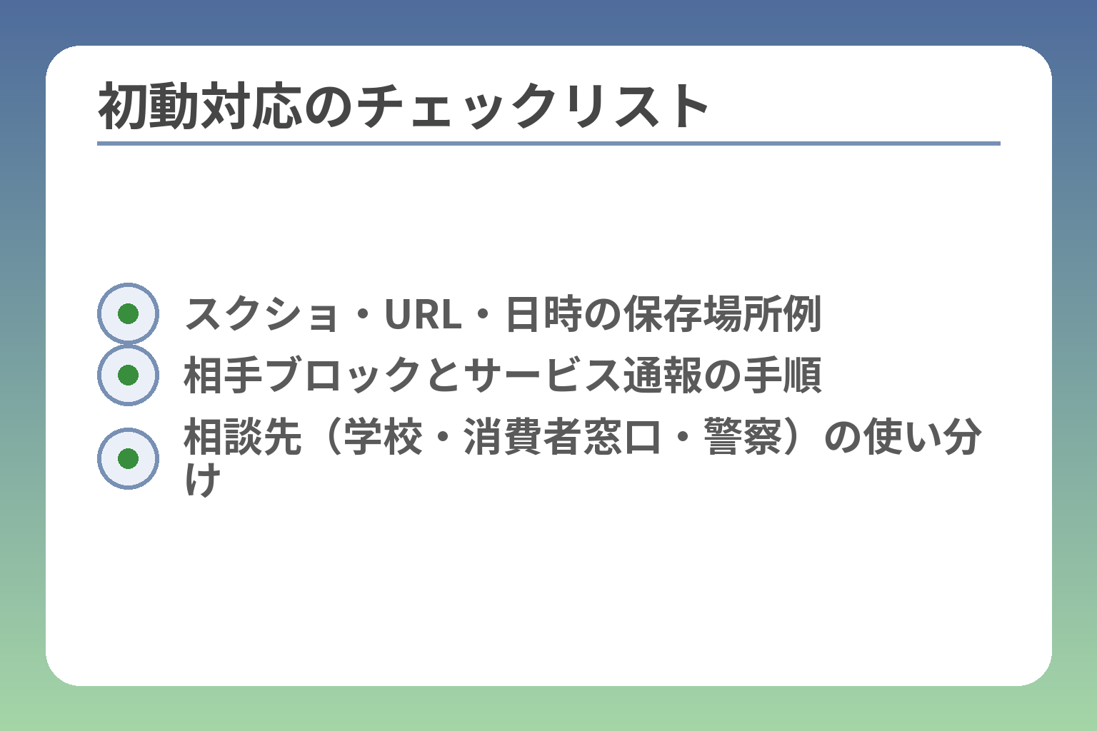 初動対応のチェックリスト
