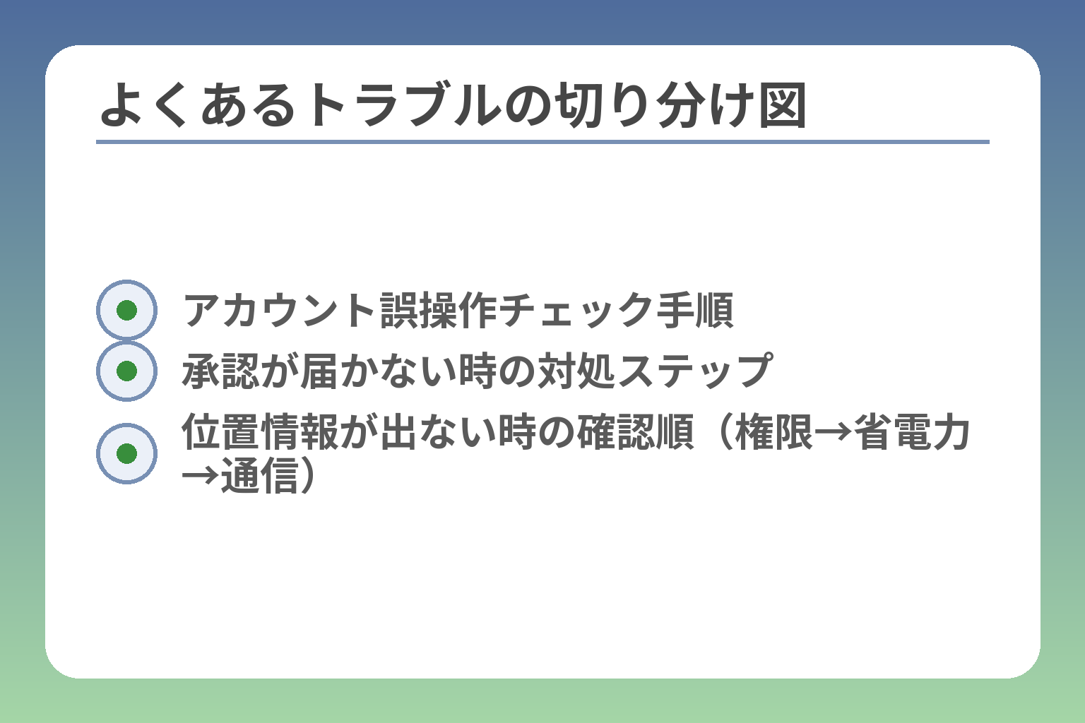 よくあるトラブルの切り分け図