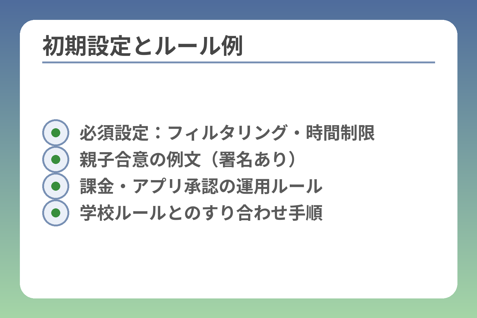 初期設定とルール例
