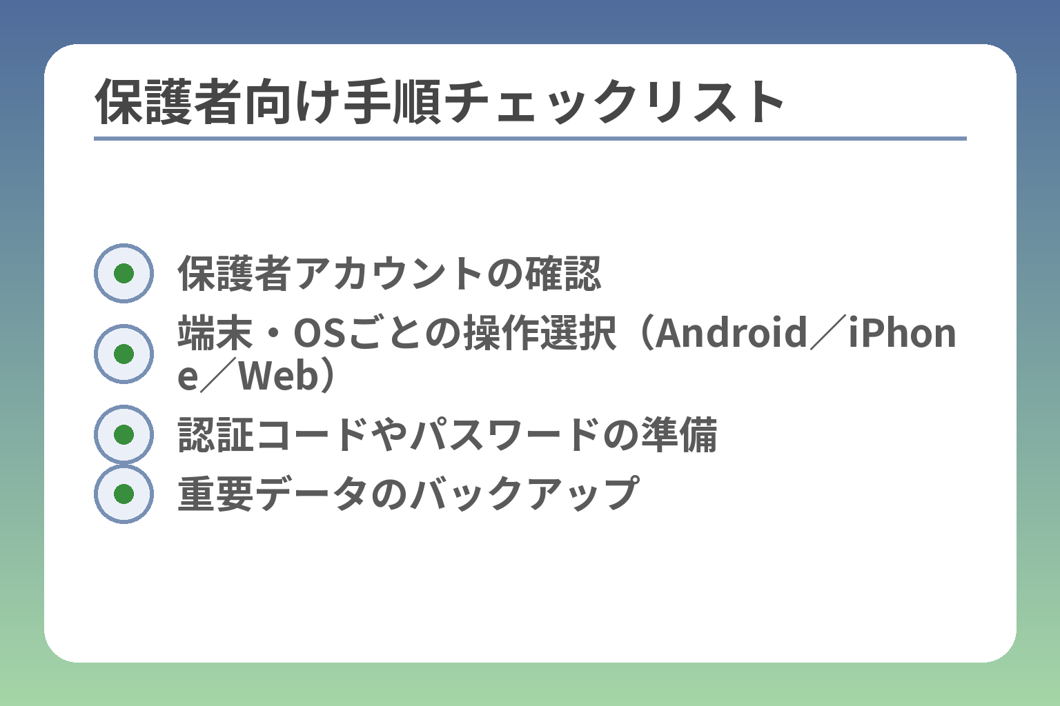 保護者向け手順チェックリスト