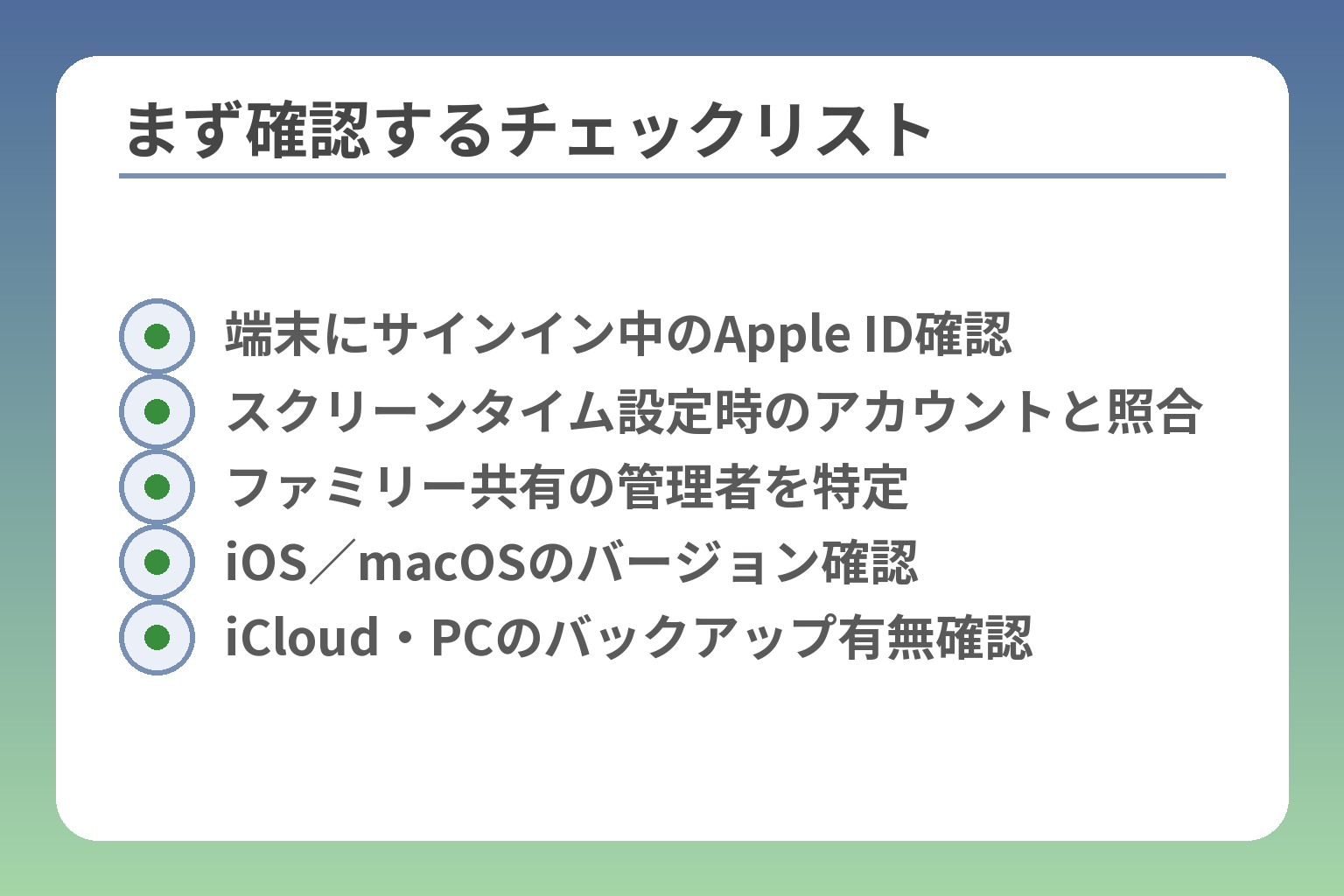 まず確認するチェックリスト