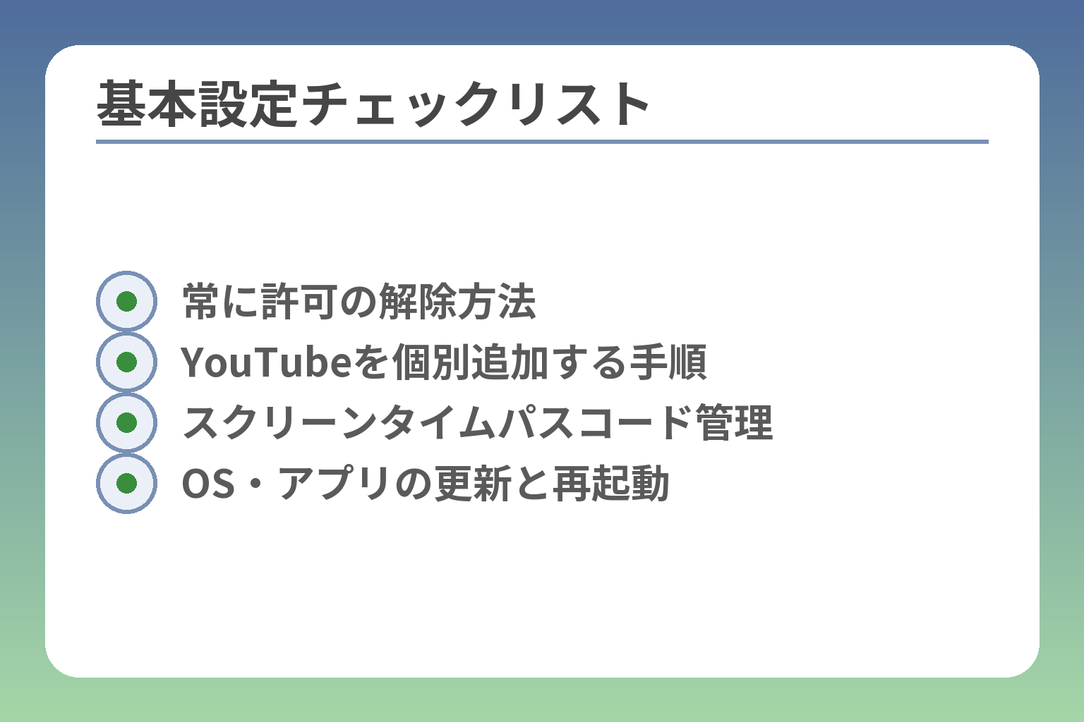 基本設定チェックリスト