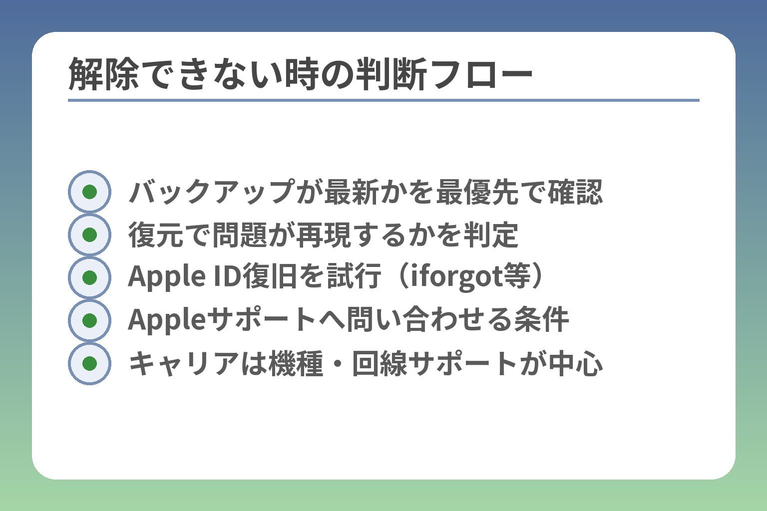 解除できない時の判断フロー