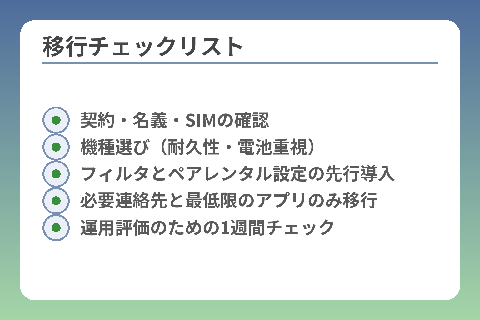 移行チェックリスト