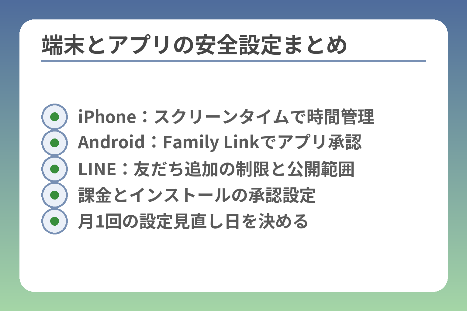 端末とアプリの安全設定まとめ