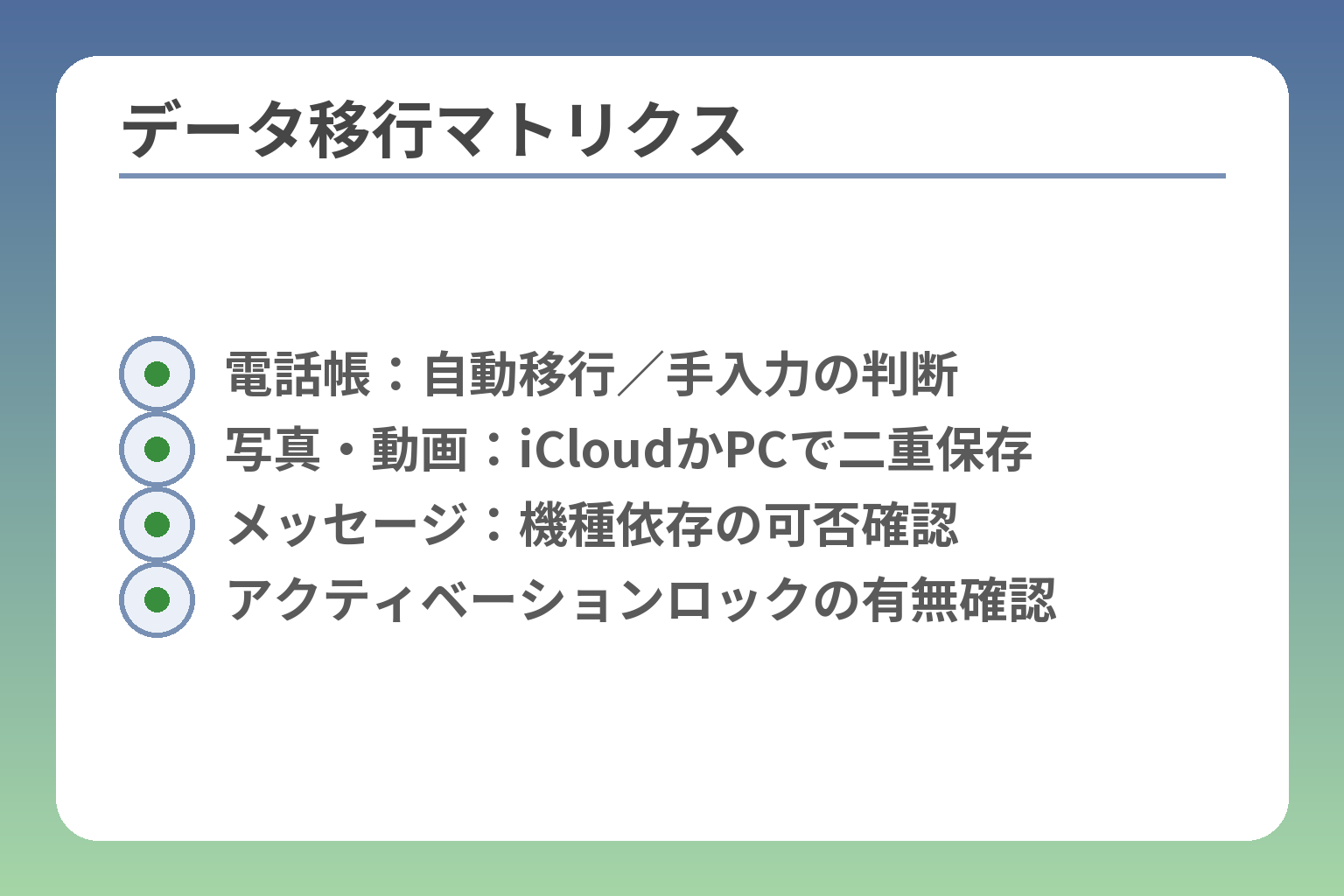 データ移行マトリクス
