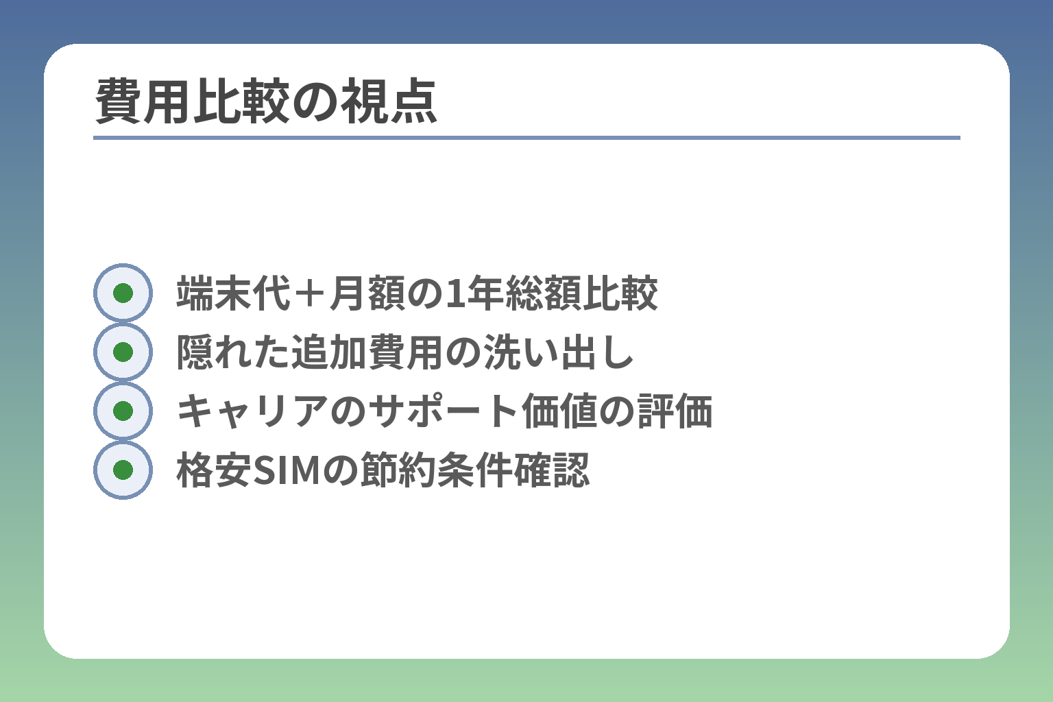 費用比較の視点