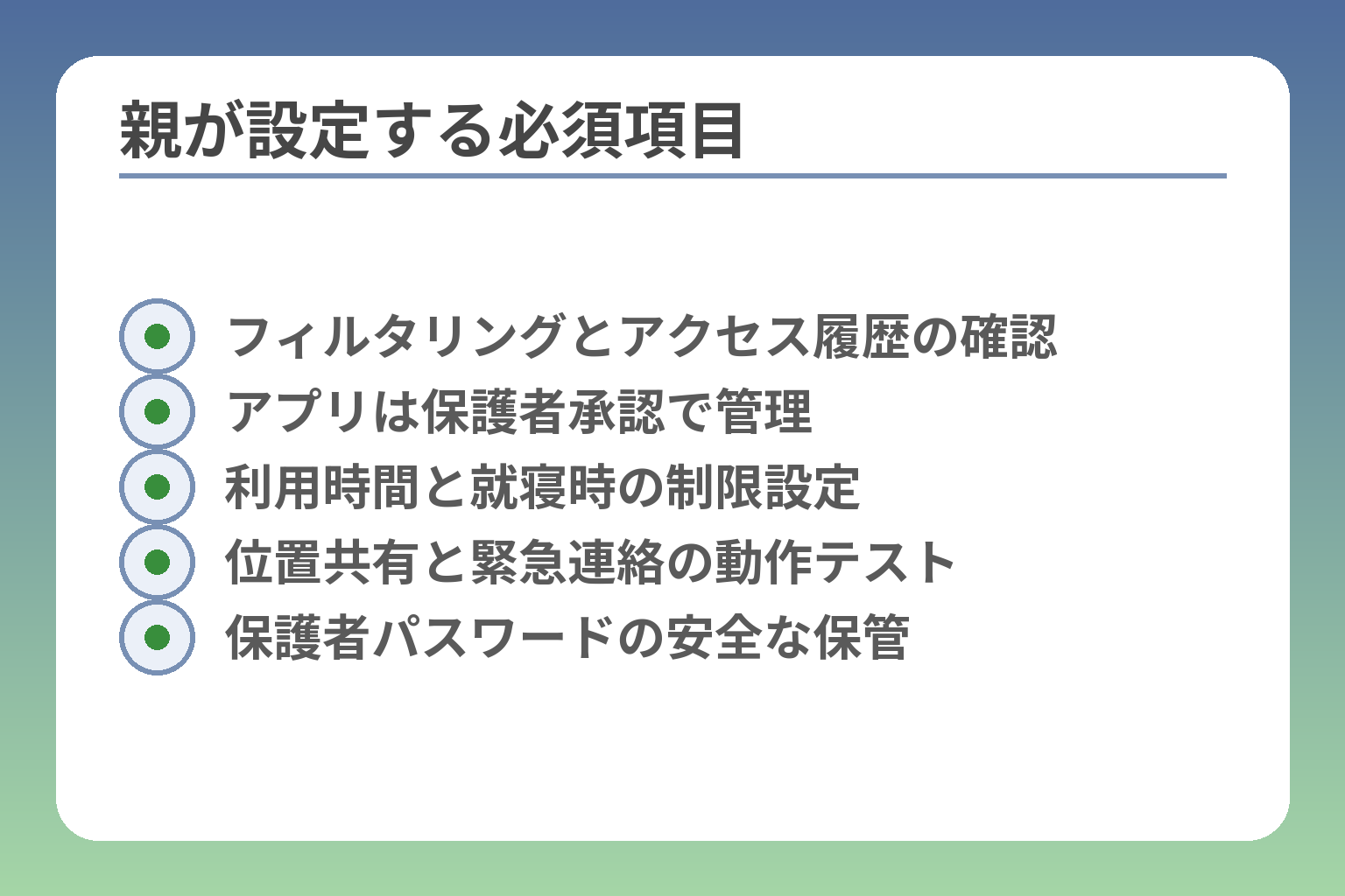 親が設定する必須項目