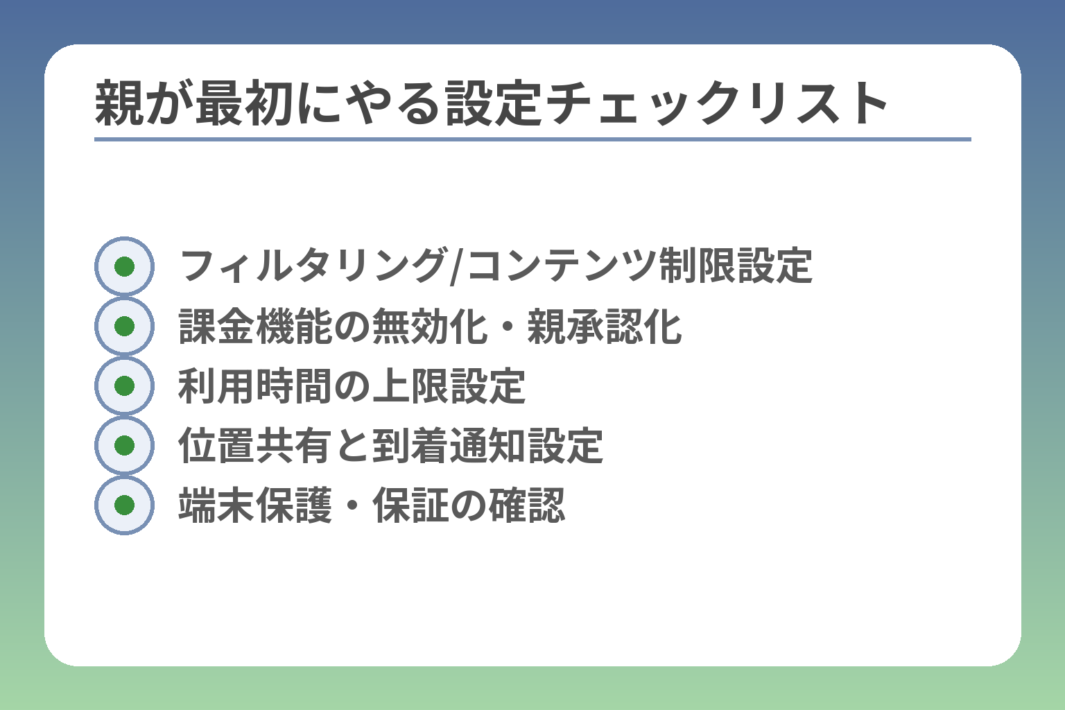 親が最初にやる設定チェックリスト